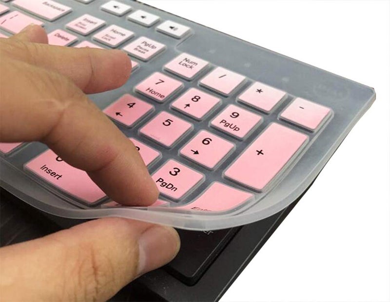 UHamn Silicone Keyboard Skin Cover Compatible with Dell Desktop KM636 KB216 Keyboard, Dell Optiplex 5250 3050 3240 5460 7450 7050, Dell Inspiron AIO 3475 3670 3477 All-in one Desktop Keyboard (Pink Ombre) - Image 4